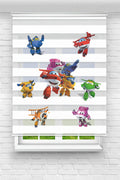 Super Wings Uçak Karakterleri Desenli Zebra Perde - YZN-250
