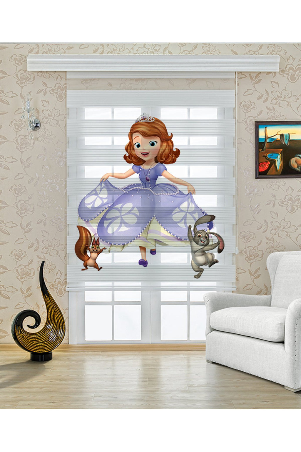 Çocuk odası Sofia the First – Mor Prenses Sofia Desenli Zebra Perde – YZN-326