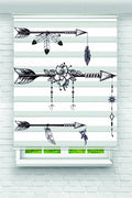Ok ve Tüy Desenli Boho Chic Zebra Perde – YZN-1202