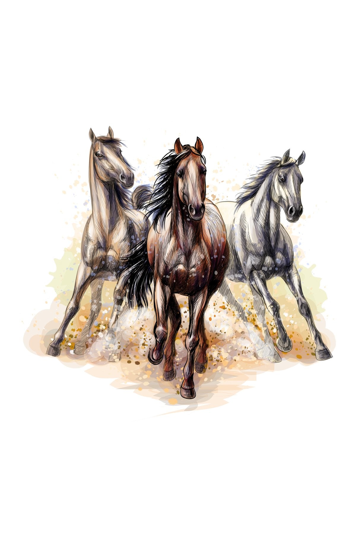 Koşan Atlar Temalı Sanatsal Zebra Perde – YZN-253