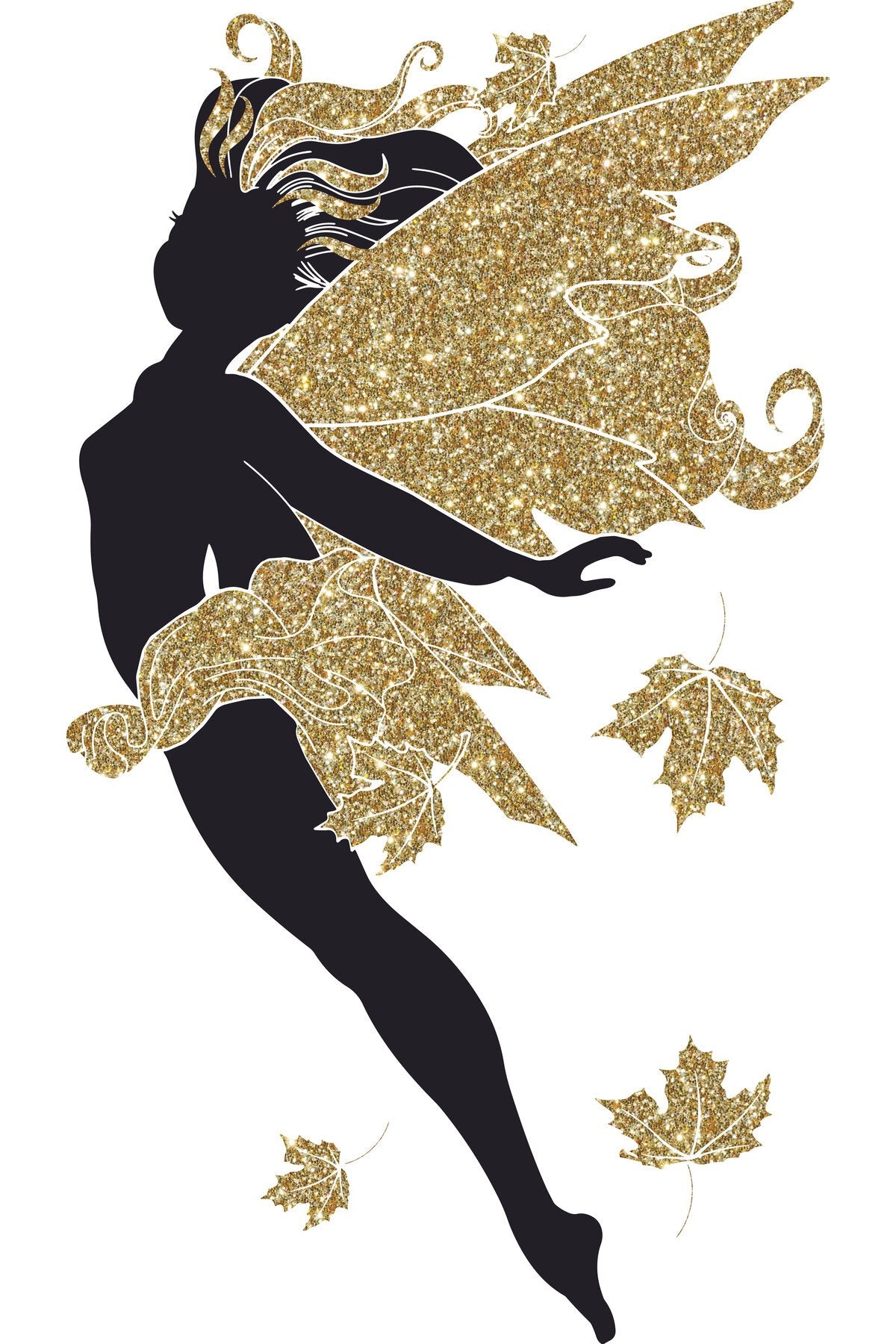 Altın detaylı peri silüeti illüstrasyon zebra perde – la-815