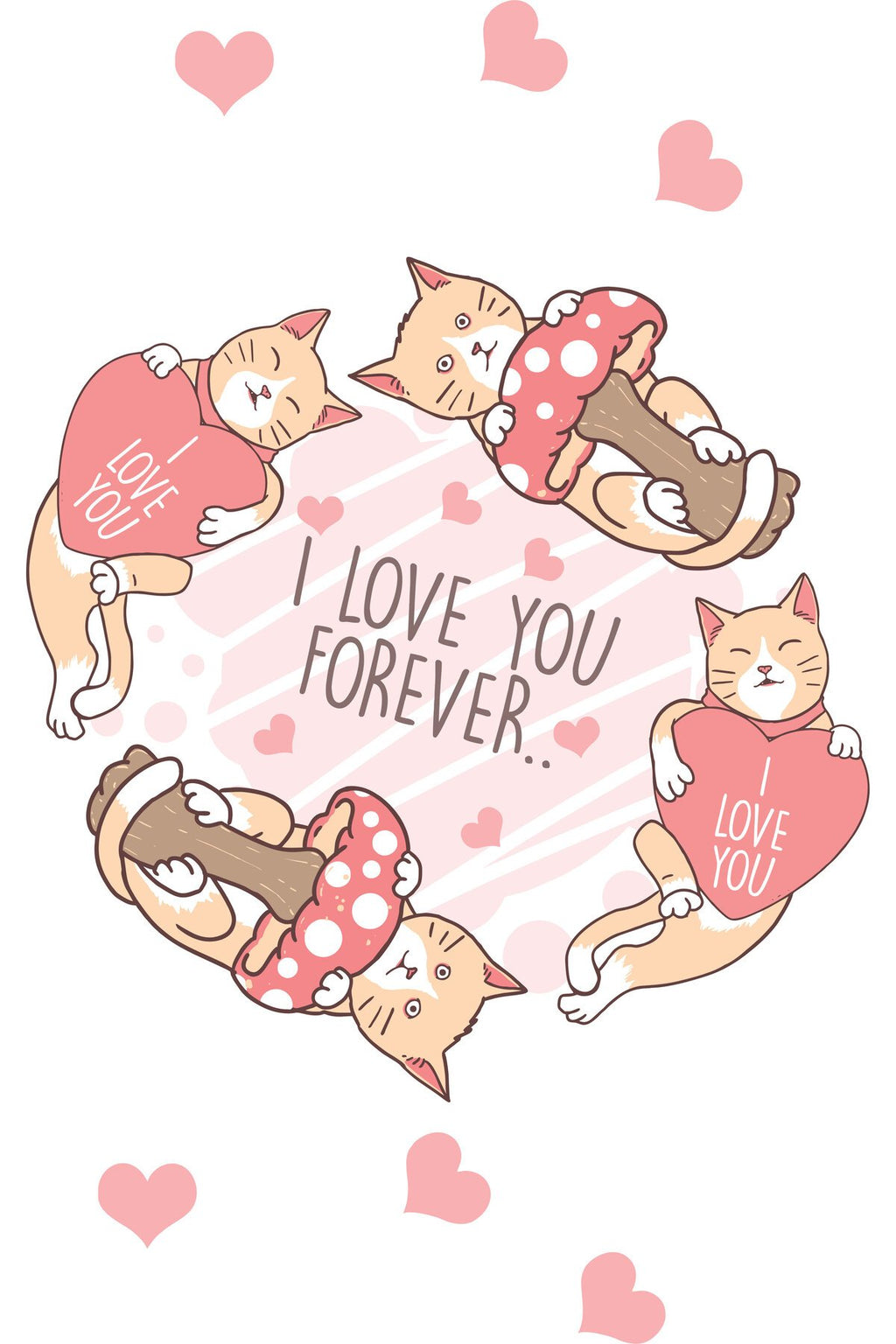 Kalpli Sevimli Kediler – I Love You Forever Temalı Zebra Perde – la-194