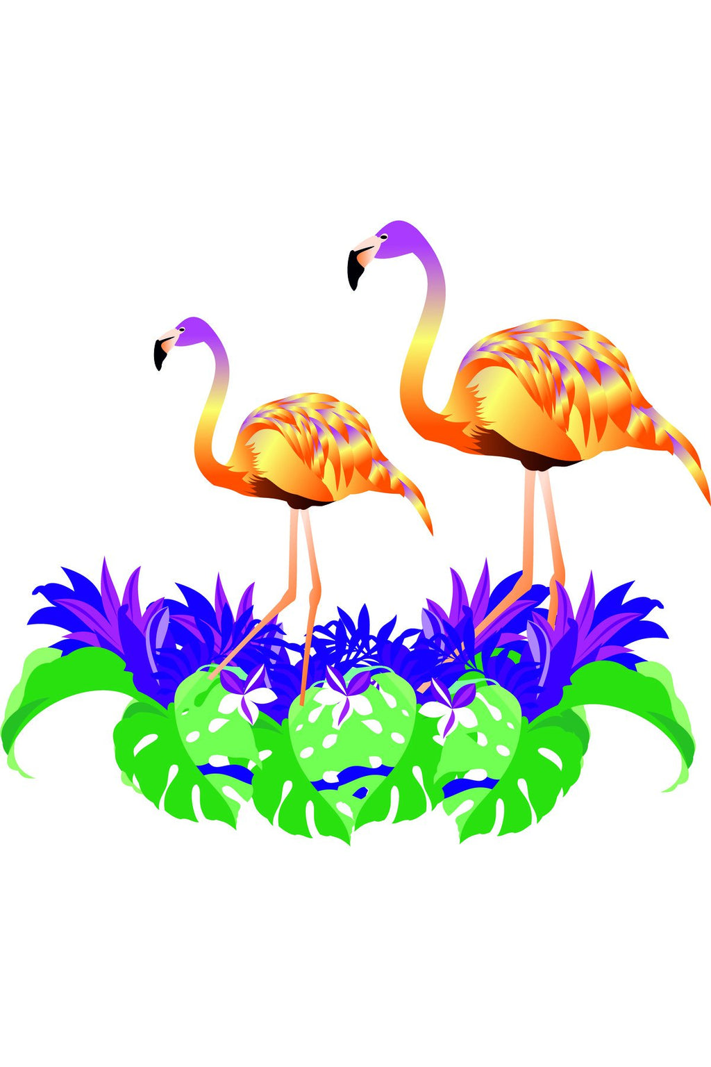 Renkli Çiçekler Arasında Flamingo Desenli Zebra Perde - YZN-L-355