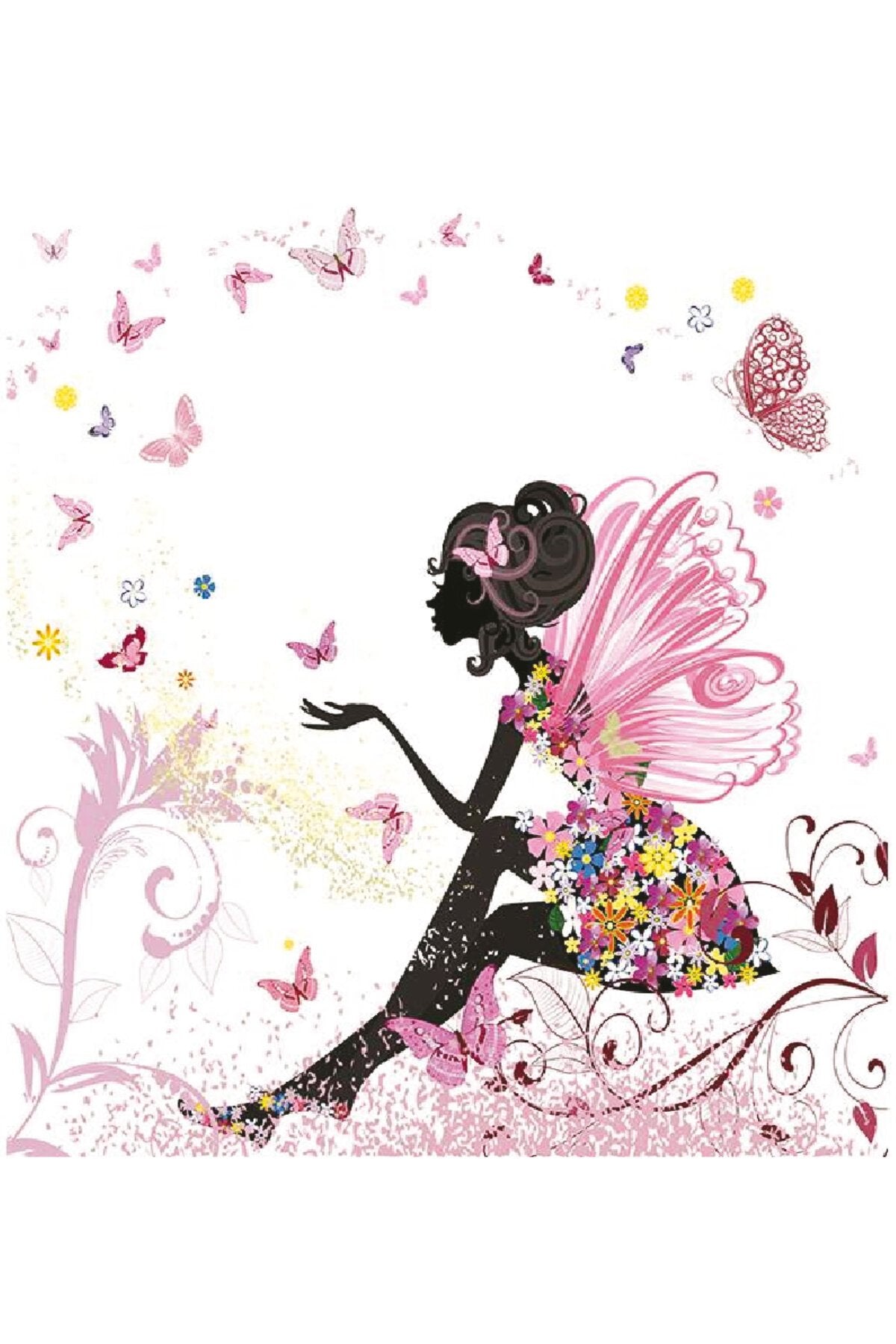 Çocuk Odası Pembe Peri ve Kelebek Desenli Zebra Perde – aa-700