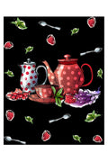 Kırmızı Puantiyeli Çay Takımı ve Çilek Desenli Retro Zebra Perde – YZN-765