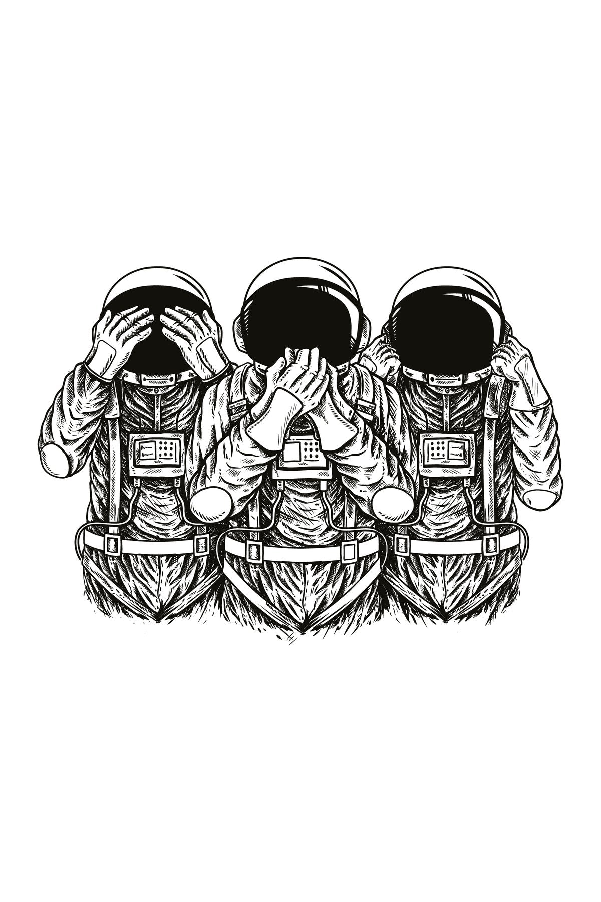 Astronot Üçlü Uzay Temalı Siyah Beyaz Zebra Perde - YZN-270