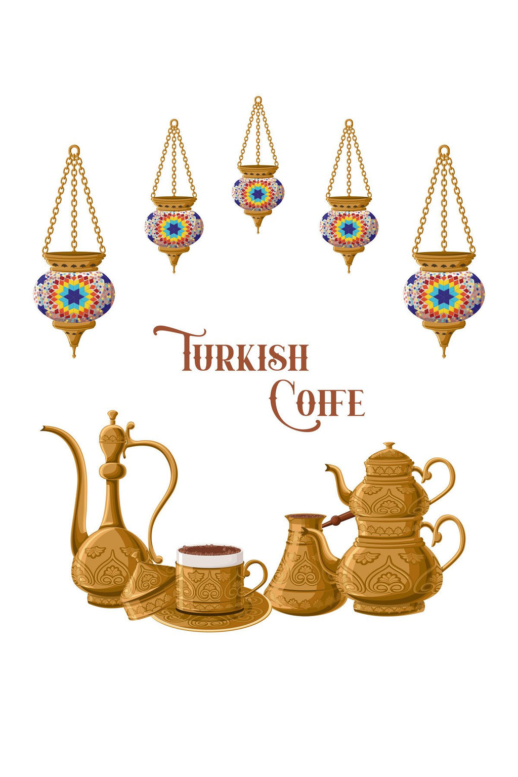 Osmanlı Tarzı “Turkish Coffee” Desenli Vintage Zebra Perde – YZN-582