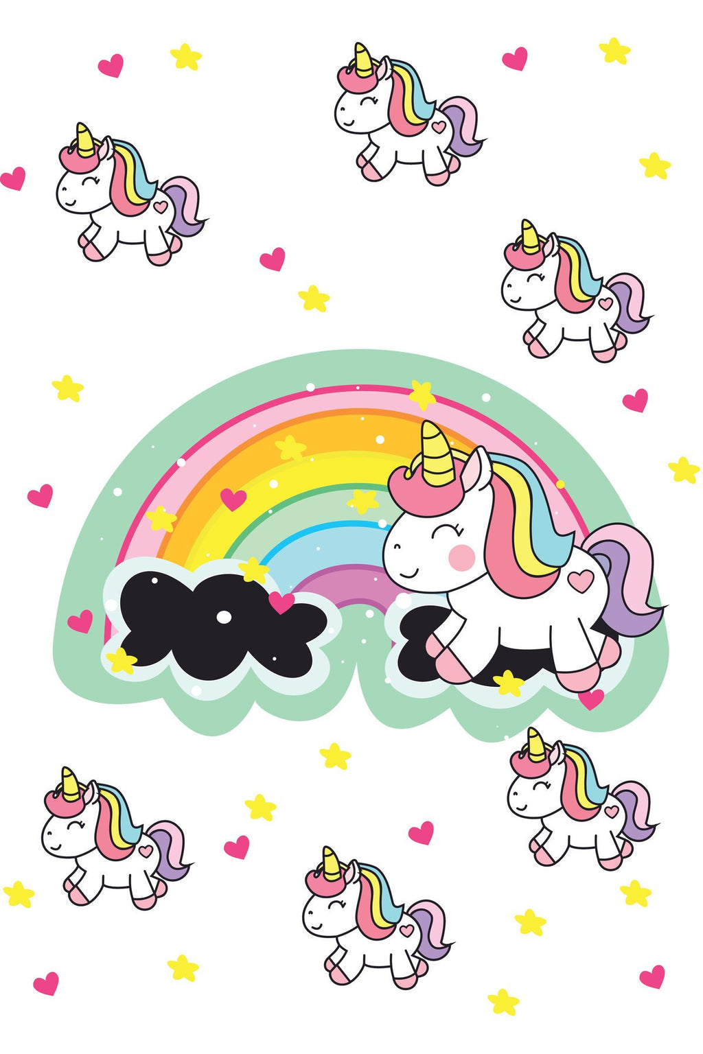 Çocuk Odası – Unicorn ve Gökkuşağı Desenli Zebra Perde – uniat