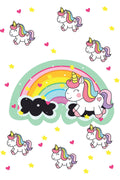 Çocuk Odası – Unicorn ve Gökkuşağı Desenli Zebra Perde – uniat