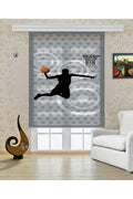 Çocuk odası- Potaya Smaç Basan Basketbolcu Silüetli Zebra Perde - YZN-337