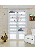 Çocuk odası – Pembe Bulut ve Çiçek Desenli Zebra Perde – YZN-235