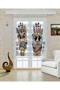 Çocuk odası - Çift Baykuş Desenli Zebra Perde - YZN-450