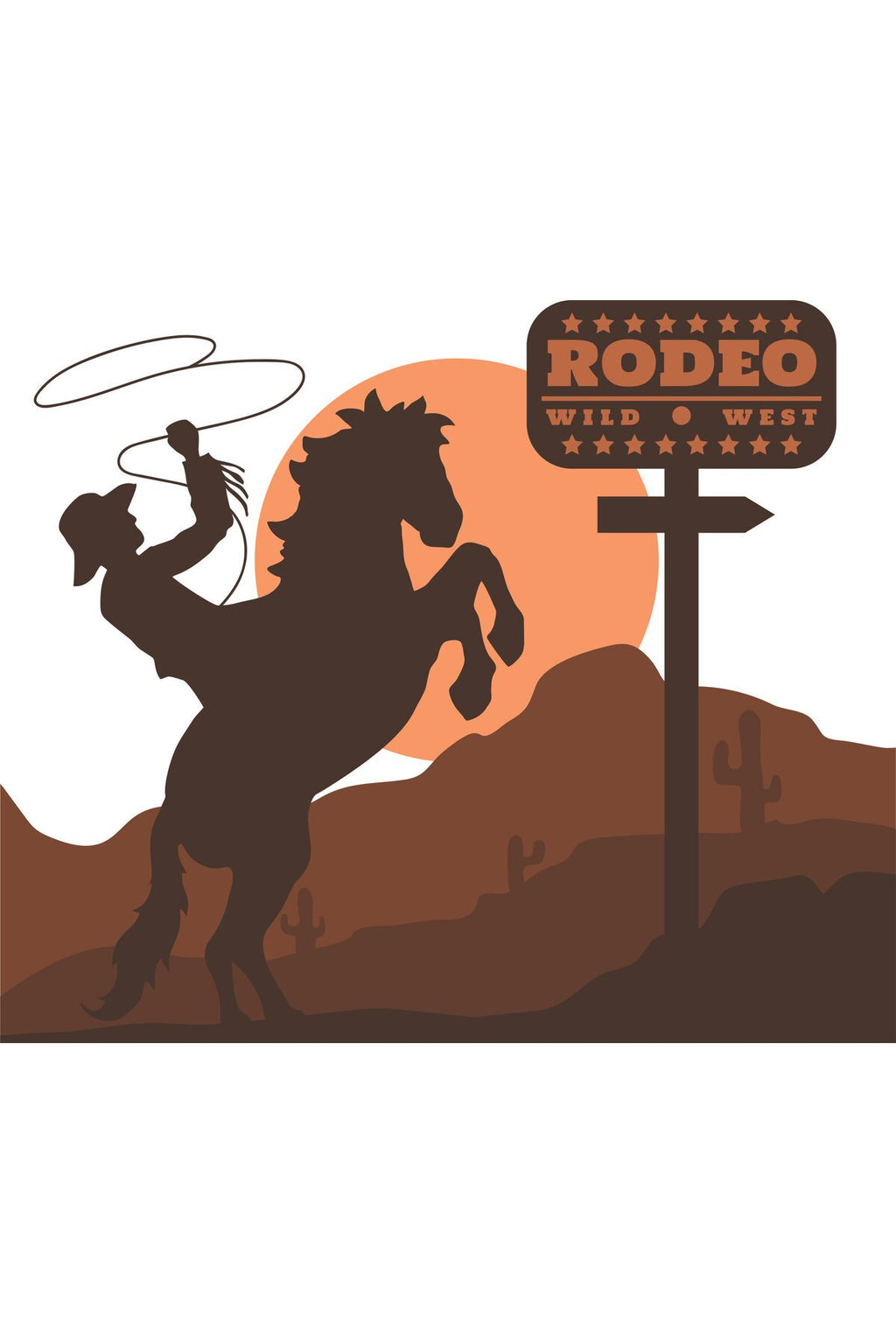 Kovboy ve Rodeo Silüetli Dekoratif Zebra Perde – la-149