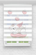 Çocuk odası – Pembe Tavşan ve Balon Desenli Zebra Perde – YZN-210