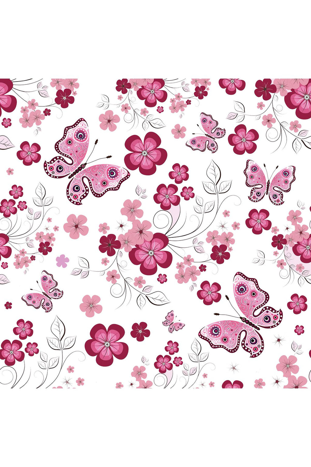 Çocuk odası – Pembe Kelebek ve Çiçek Desenli Zebra Perde – YZN-239