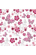 Çocuk odası – Pembe Kelebek ve Çiçek Desenli Zebra Perde – YZN-239