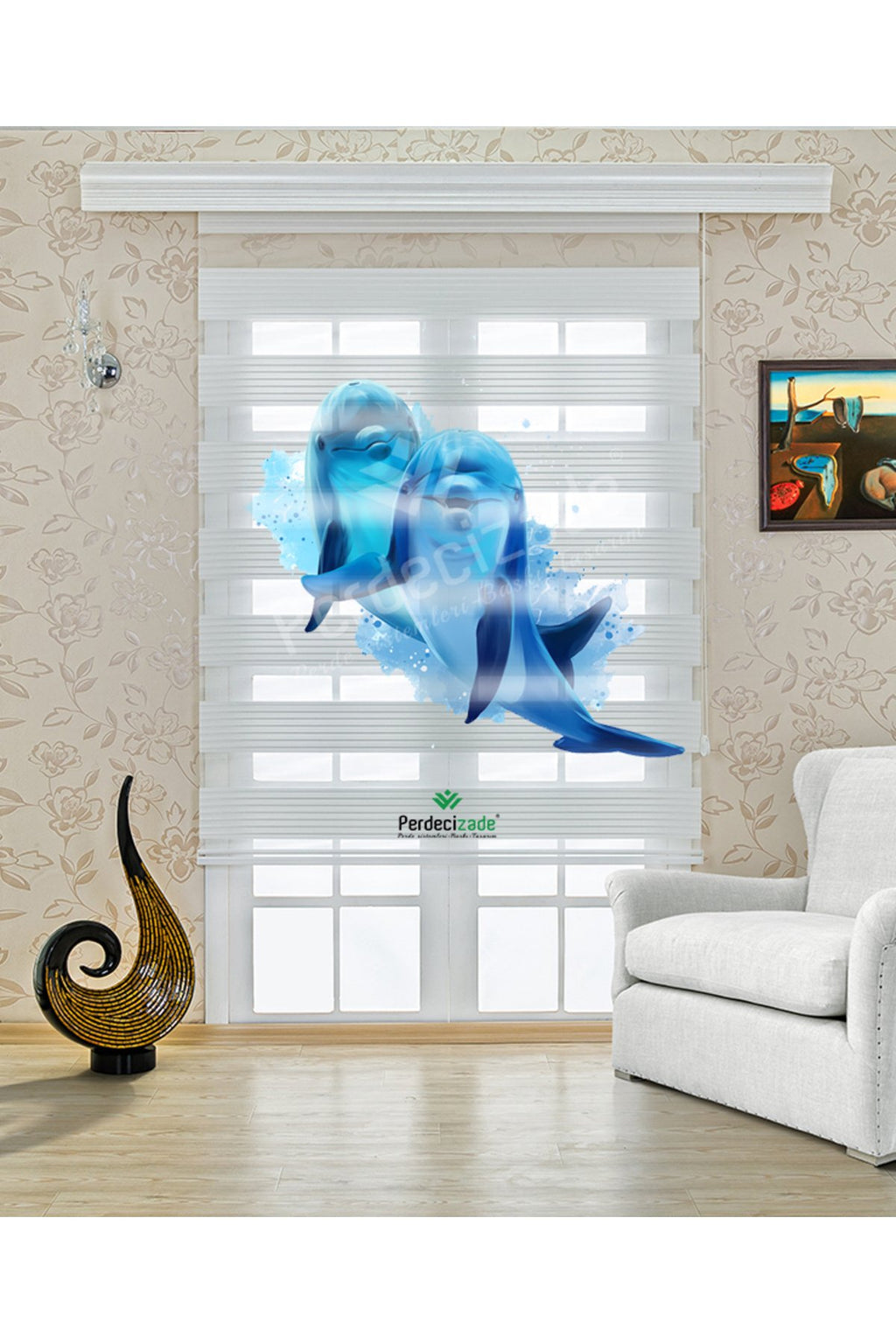 Mavi Yunus Desenli Deniz Temalı Zebra Perde – YZN-730