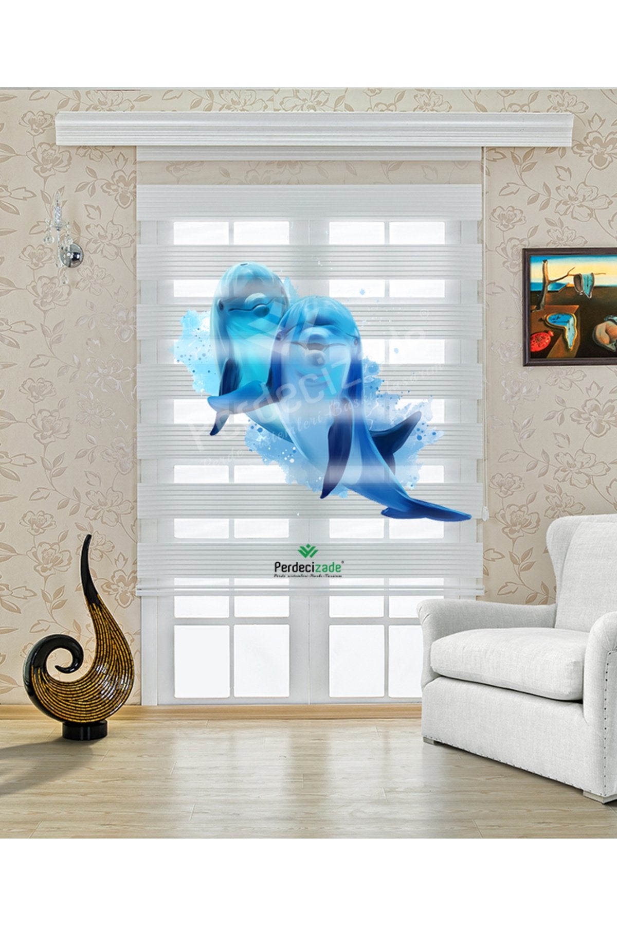 Mavi Yunus Desenli Deniz Temalı Zebra Perde – YZN-730