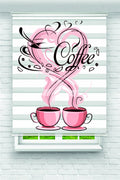 “Coffee Love” Yazılı Kalp Buharlı Fincan Zebra Perde – YZN-1023