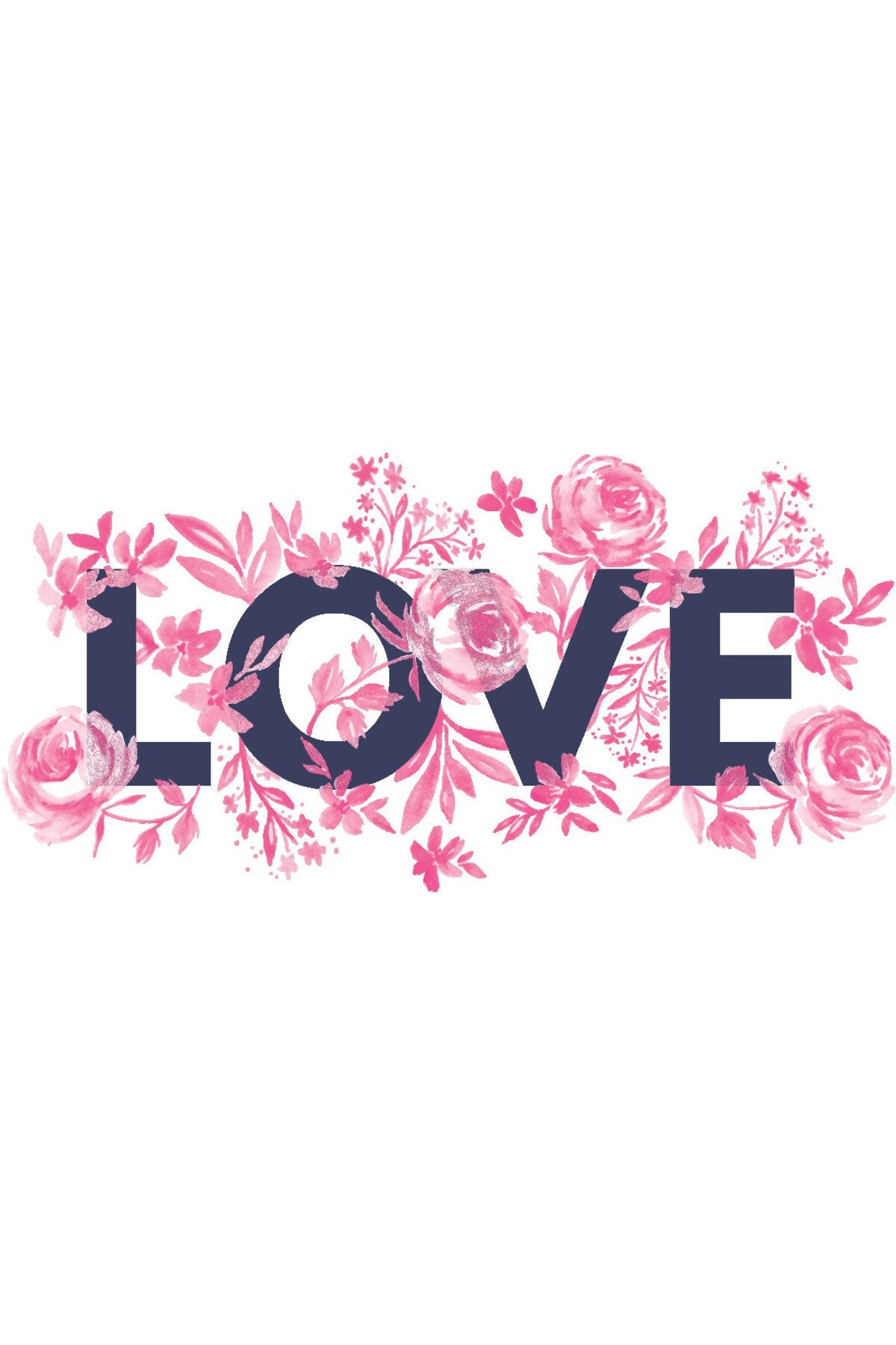 Pembe Çiçekli Love Yazılı Zebra Perde – la-144