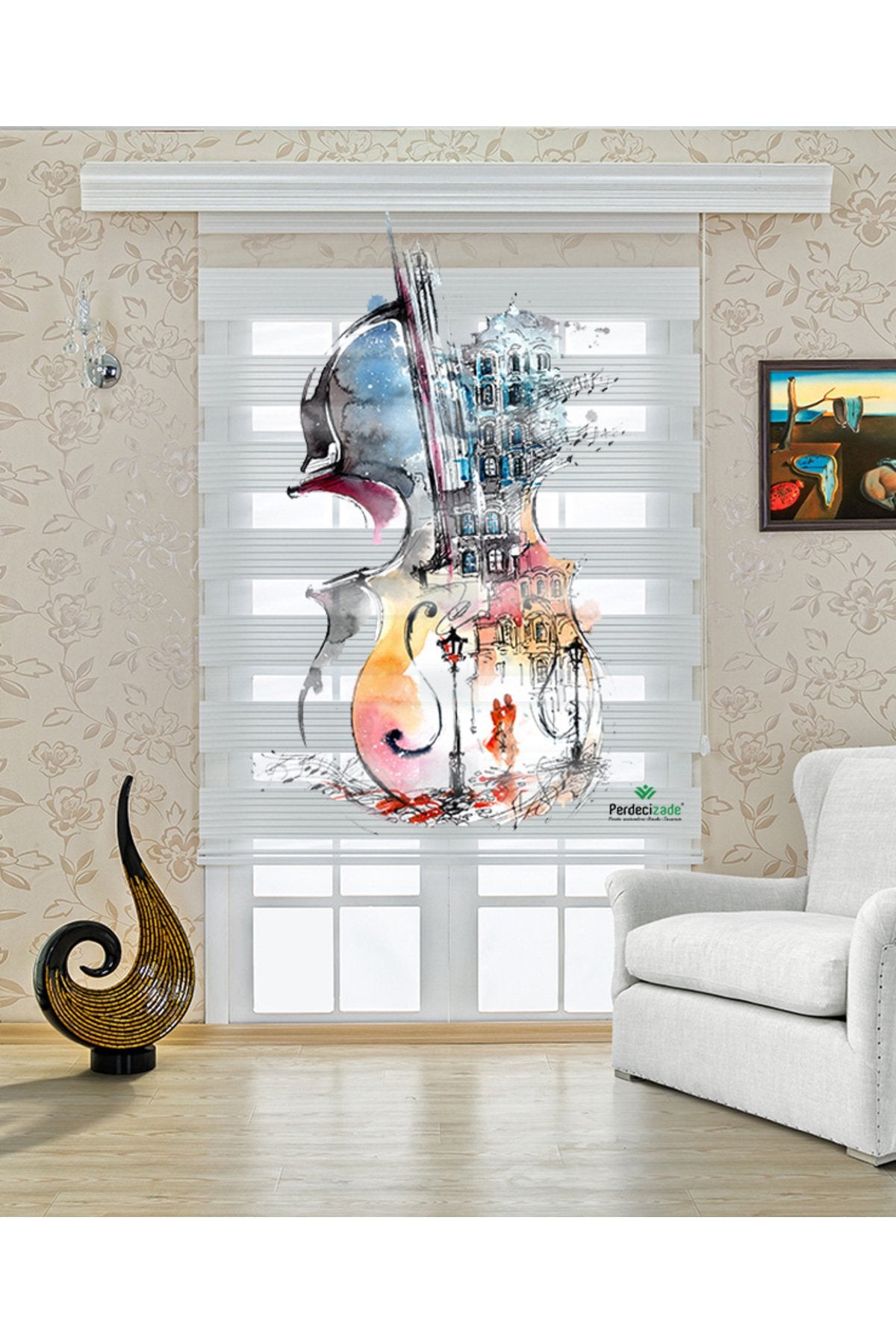 Renkli Gitar ve Nota Desenli Zebra Perde – YZN-516