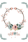 Çiçekli Yuvarlak Çelenk (Vintage Floral Wreath) Desenli Zebra Perde – la-193