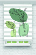 Modern Yeşil Vazo ve Bitki Desenli Zebra Perde – YZN-1031