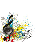 Renkli Müzik Notaları ve Hoparlör Desenli Zebra Perde – aa-716