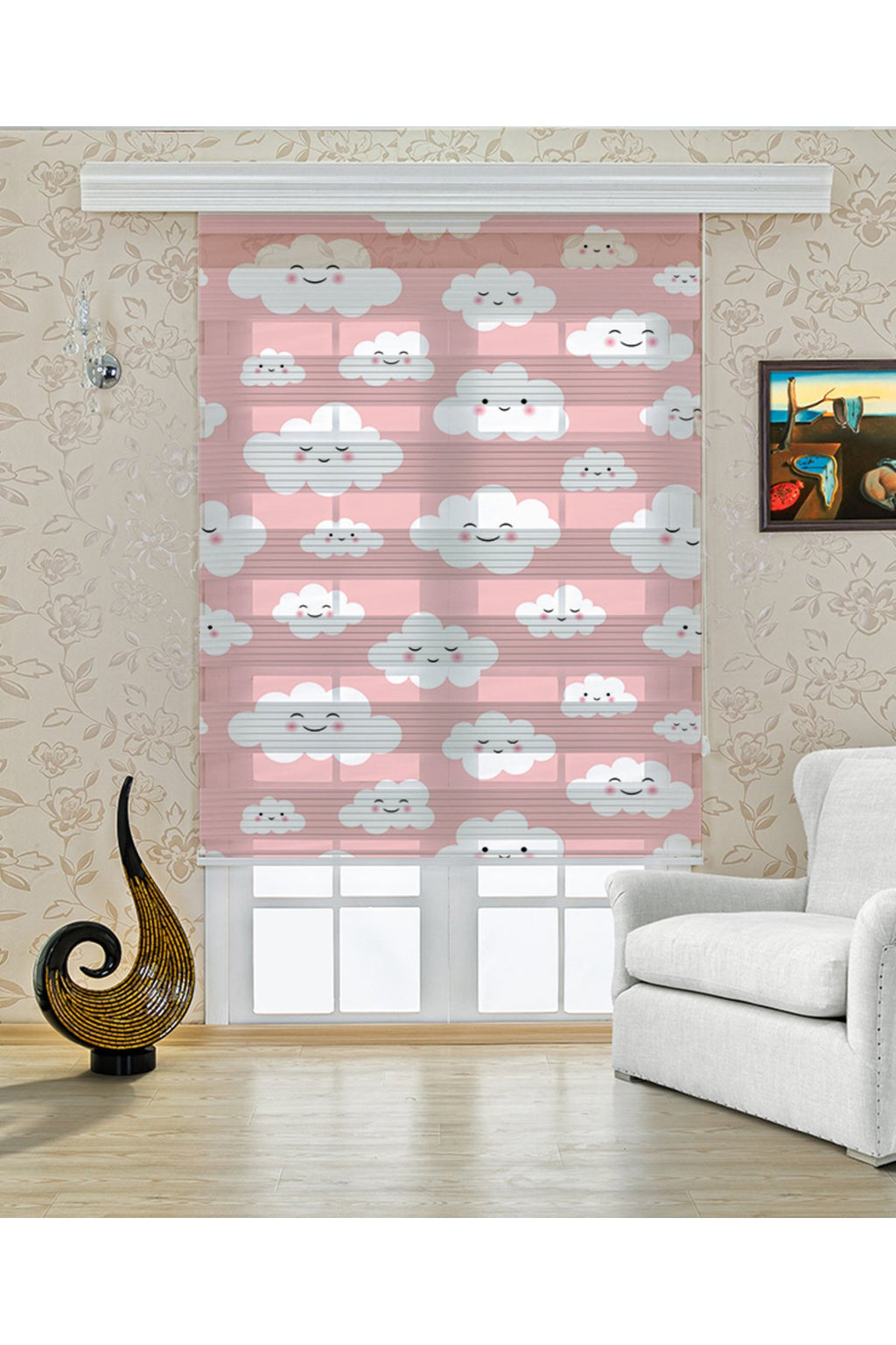 Çocuk odası – Gülümseyen Bulutlar Pembe Zebra Perde – YZN-331
