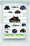 Çocuk odası- Büyük Monster Truck Araçlar Desenli Zebra Perde - YZN-1108