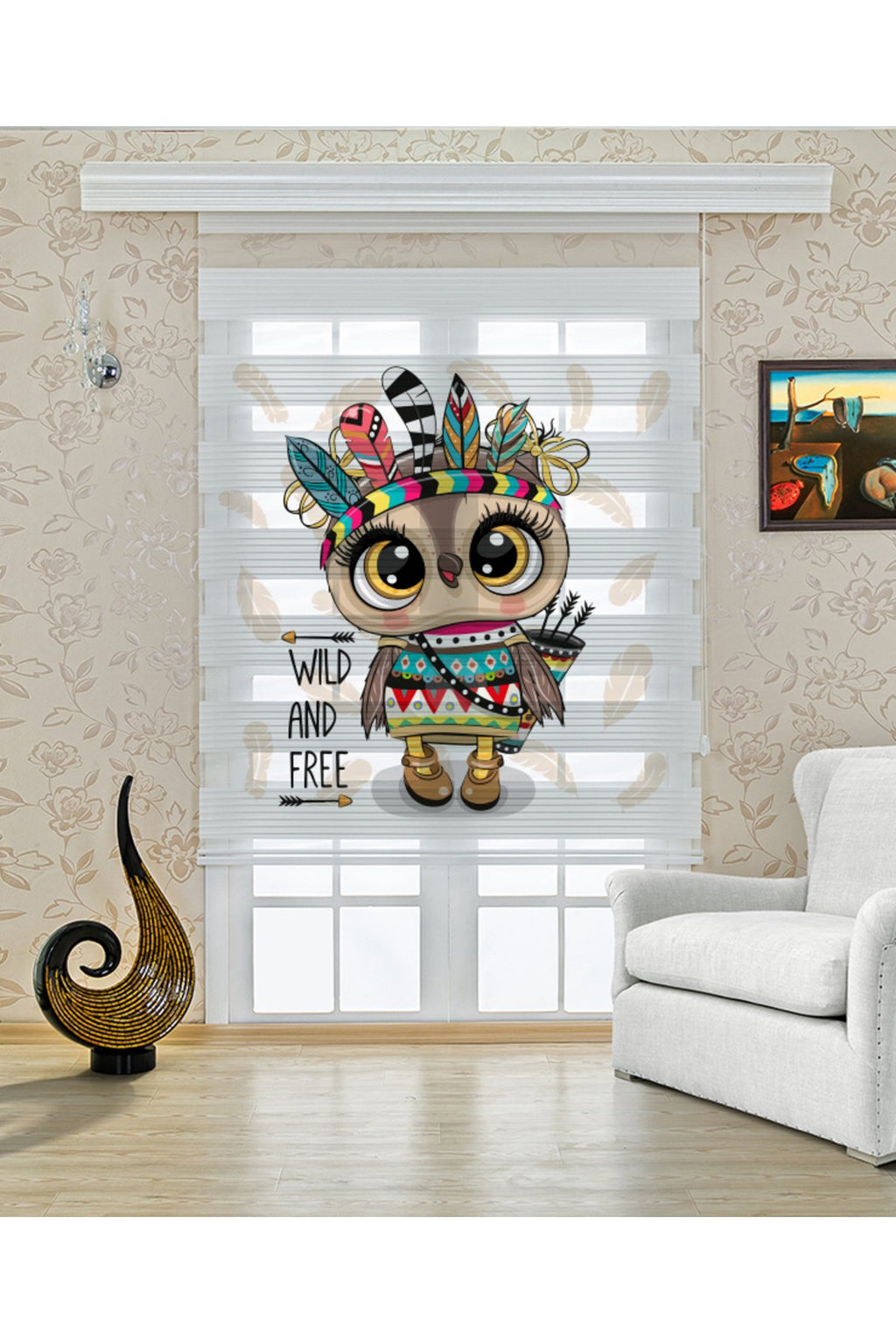 Çocuk Odası – Wild & Free Baykuş Desenli Zebra Perde – YZN-416