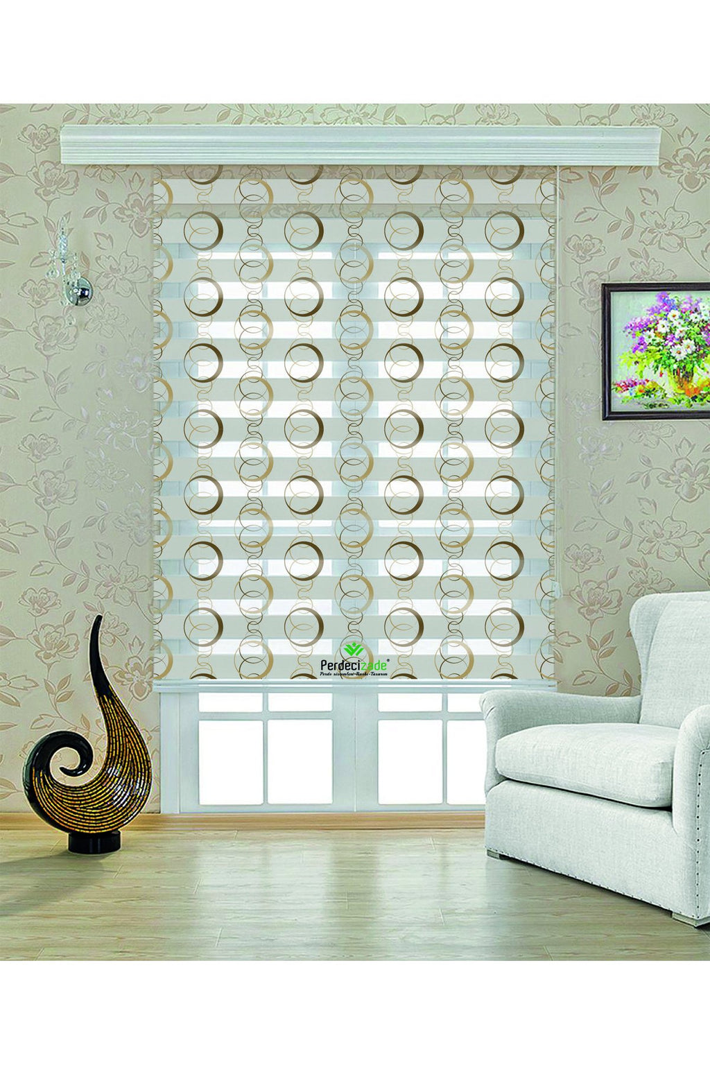Geometrik Halka Desenli Modern Zebra Perde – YZN-518