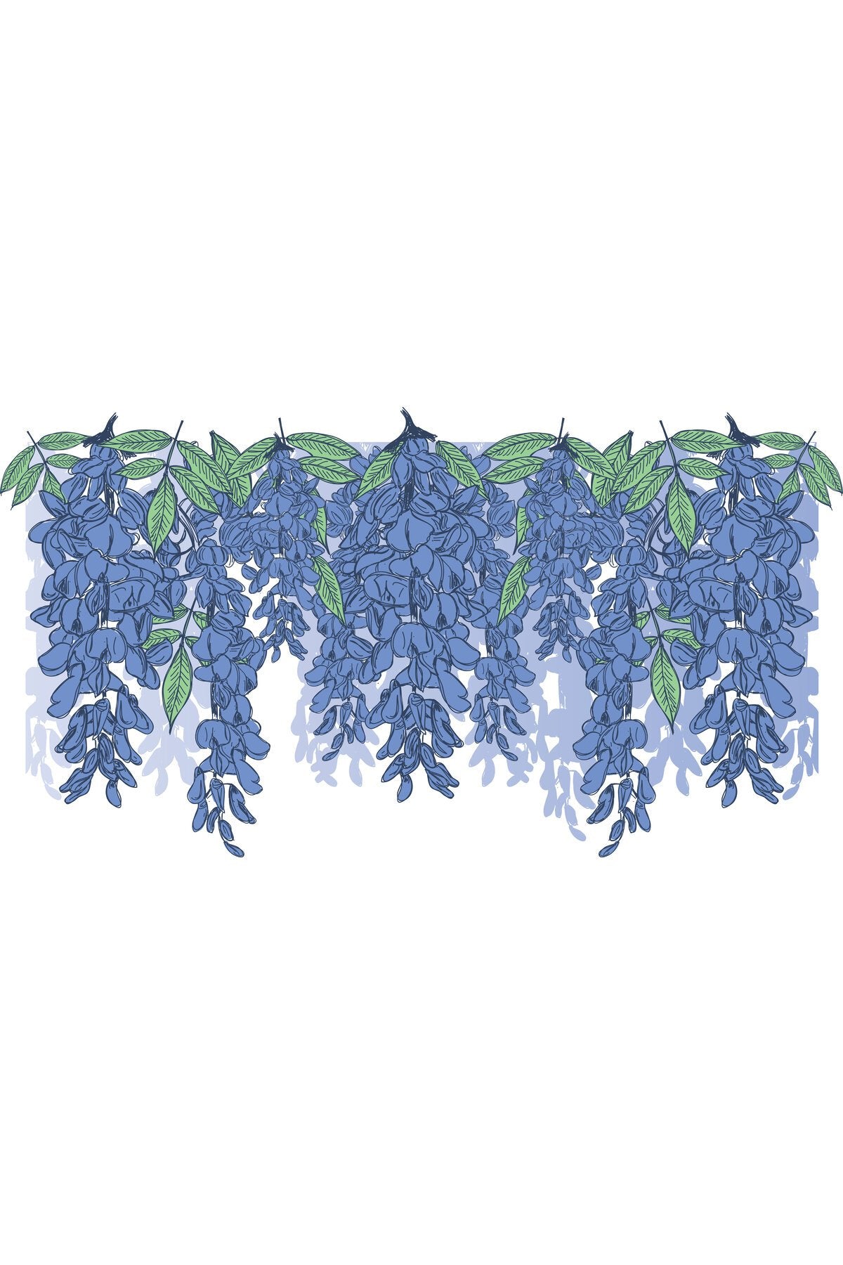 Mavi Salkım Çiçeği (Wisteria) Desenli Zebra Perde – la-191