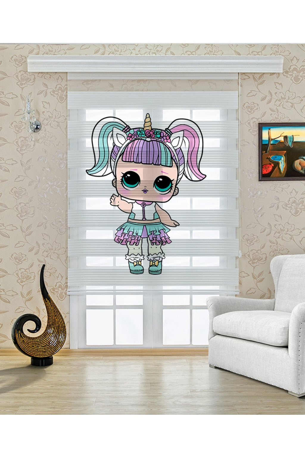 Çocuk odası - LOL Bebek Unicorn Zebra Perde - YZN-564