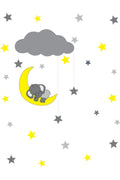 Ayda Uyuyan Fil ve Yıldızlar Desenli Zebra Perde – v-8010