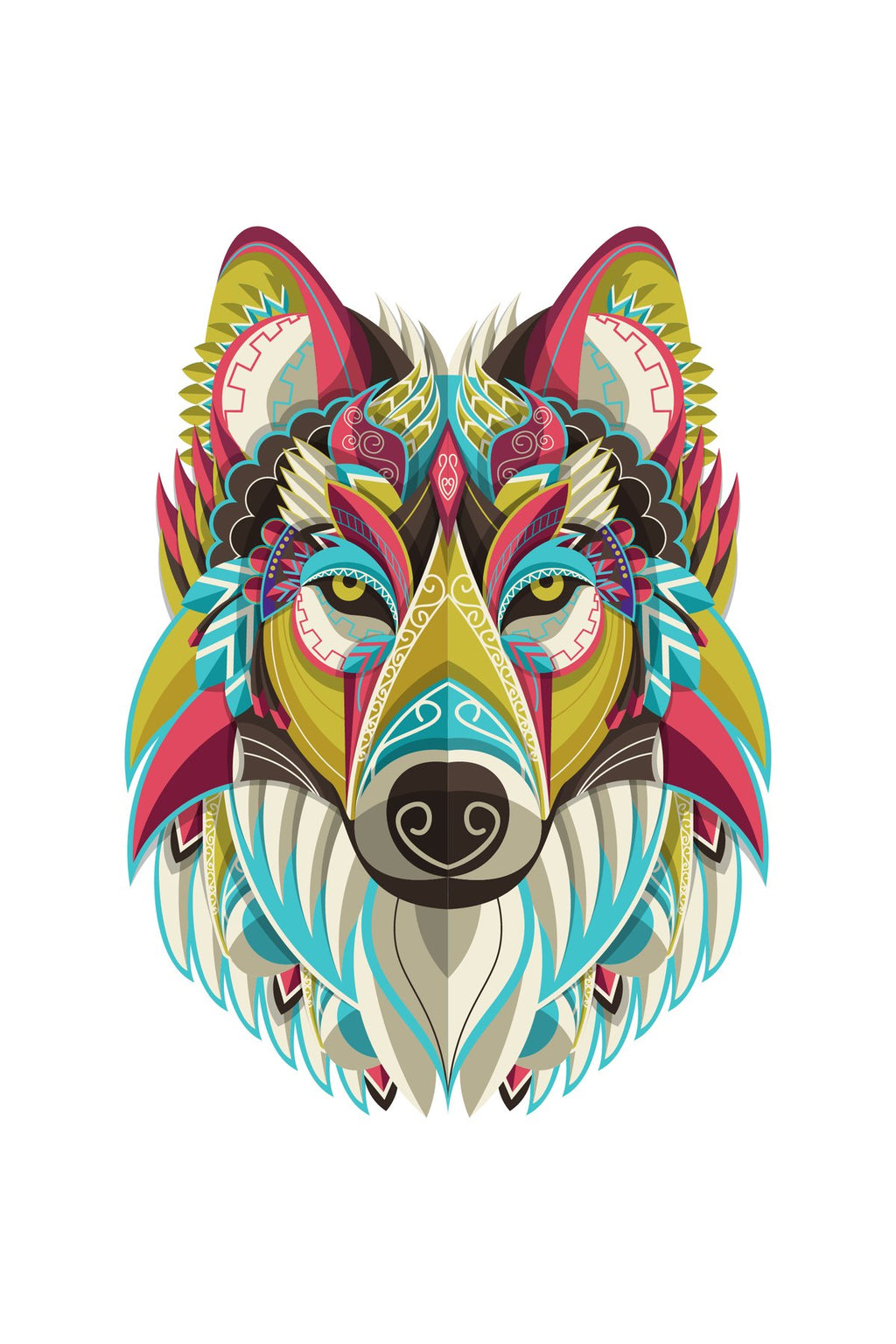 Genç Odası – Renkli Kurt Portresi Desenli Sanatsal Zebra Perde – YZN-290