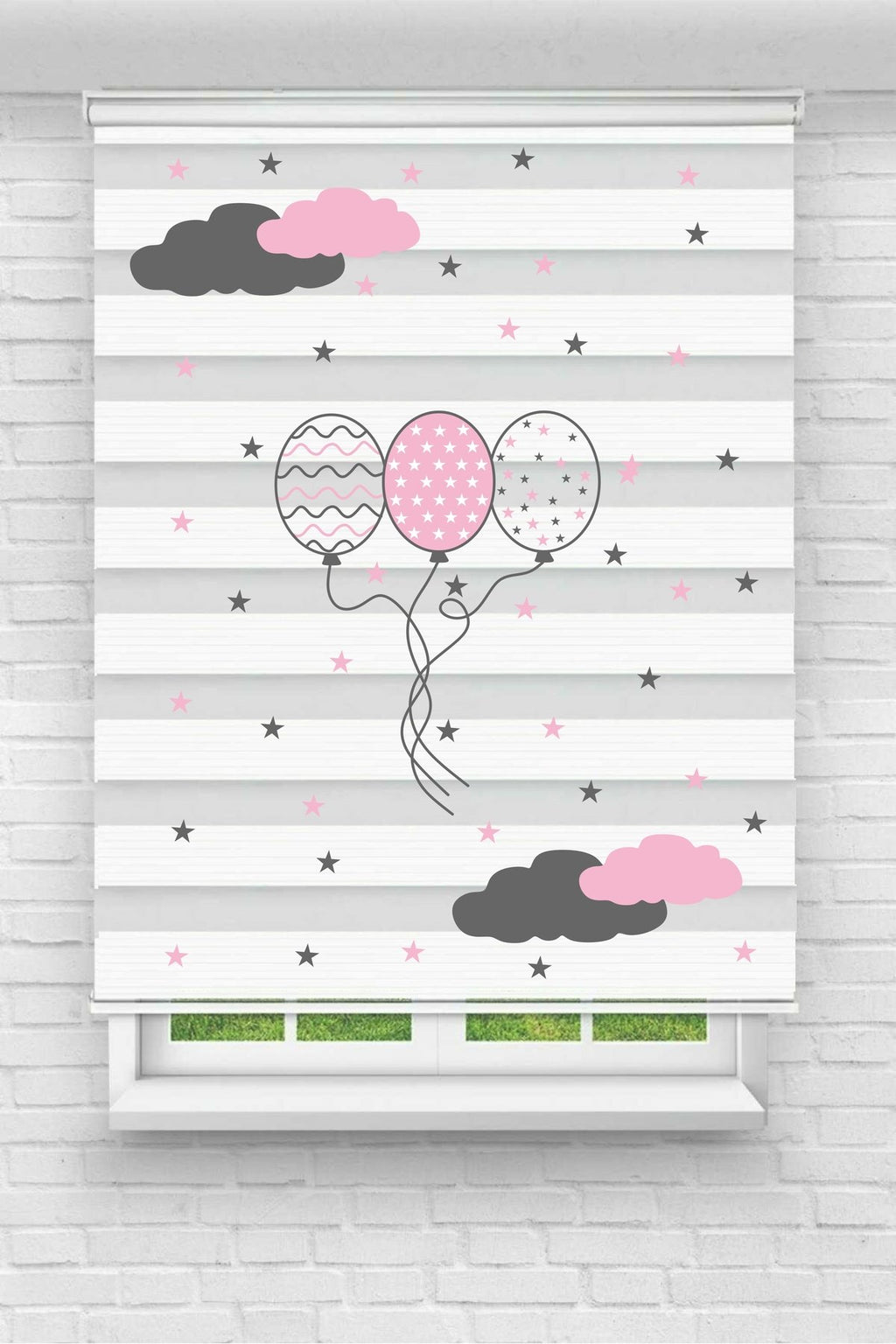 Kuğu ve Yıldız Baskılı Zebra Perde-Bebek Çocuk Odası Dijital Baskılı Zebra Stor Perde