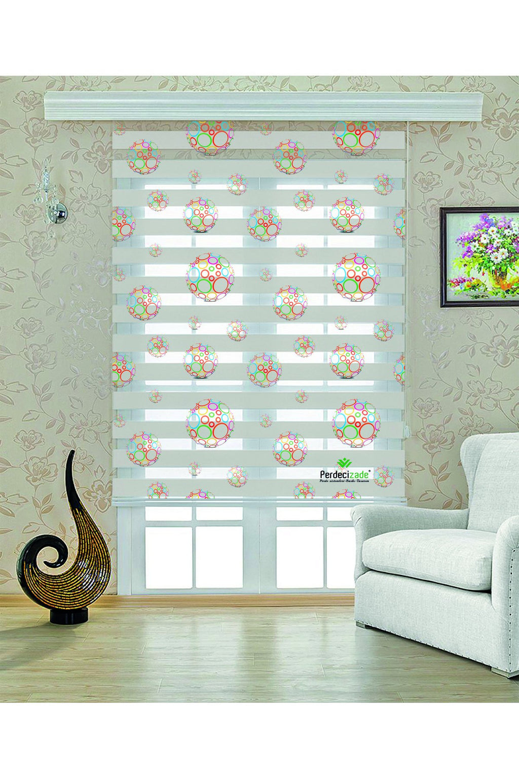 Pastel Çiçek Motifli Zebra Perde – YZN-519