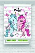 U&ME Unicorn ve Kalp Desenli Zebra Perde - YZN-1111