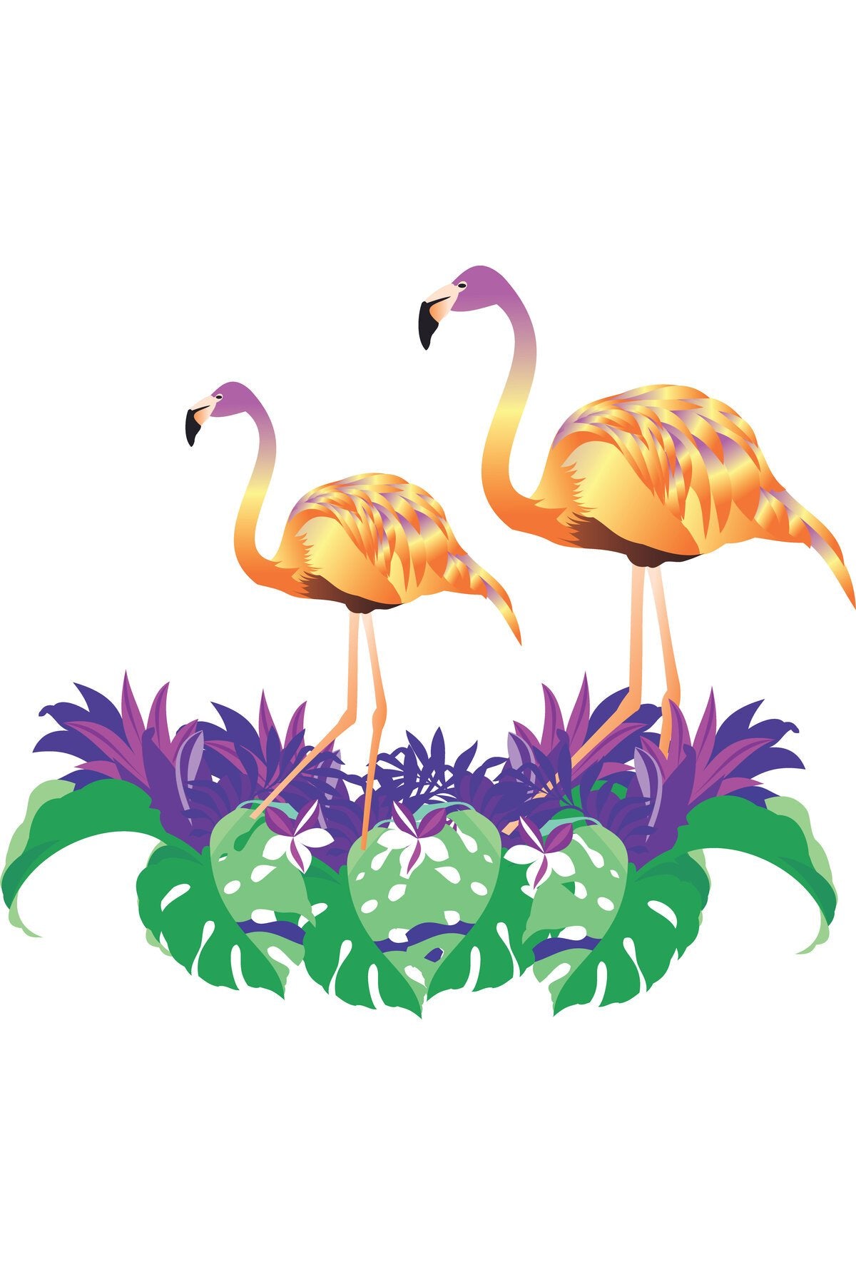 Renkli Flamingo ve Tropik Yaprak Desenli Zebra Perde – filamingo22