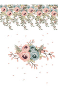 Pembe & Yeşil Çiçek Buketi (Floral Minimal) Desenli Zebra Perde – la-192