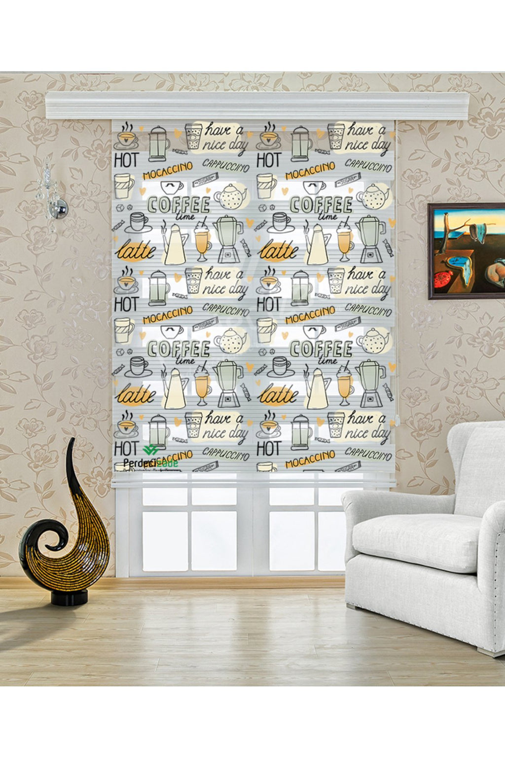 Paris Kafe Temalı İllüstrasyon Zebra Perde – YZN-726