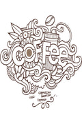 Kahve temalı doodle çizim zebra perde – la-820