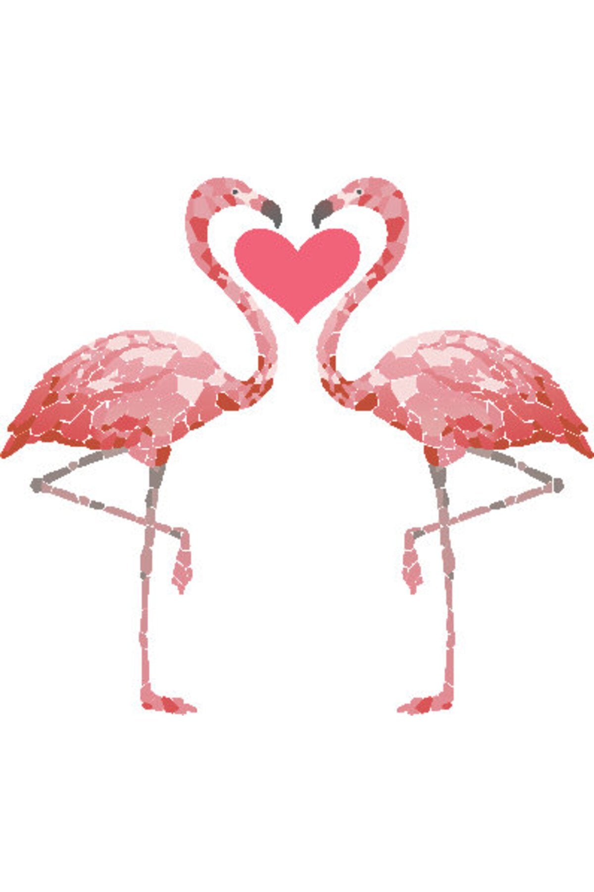 Pembe Flamingo Kalp Figürlü Dekoratif Zebra Perde – la-145