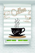 Minimal Kahve Fincanı Desenli Modern Zebra Perde – YZN-1048