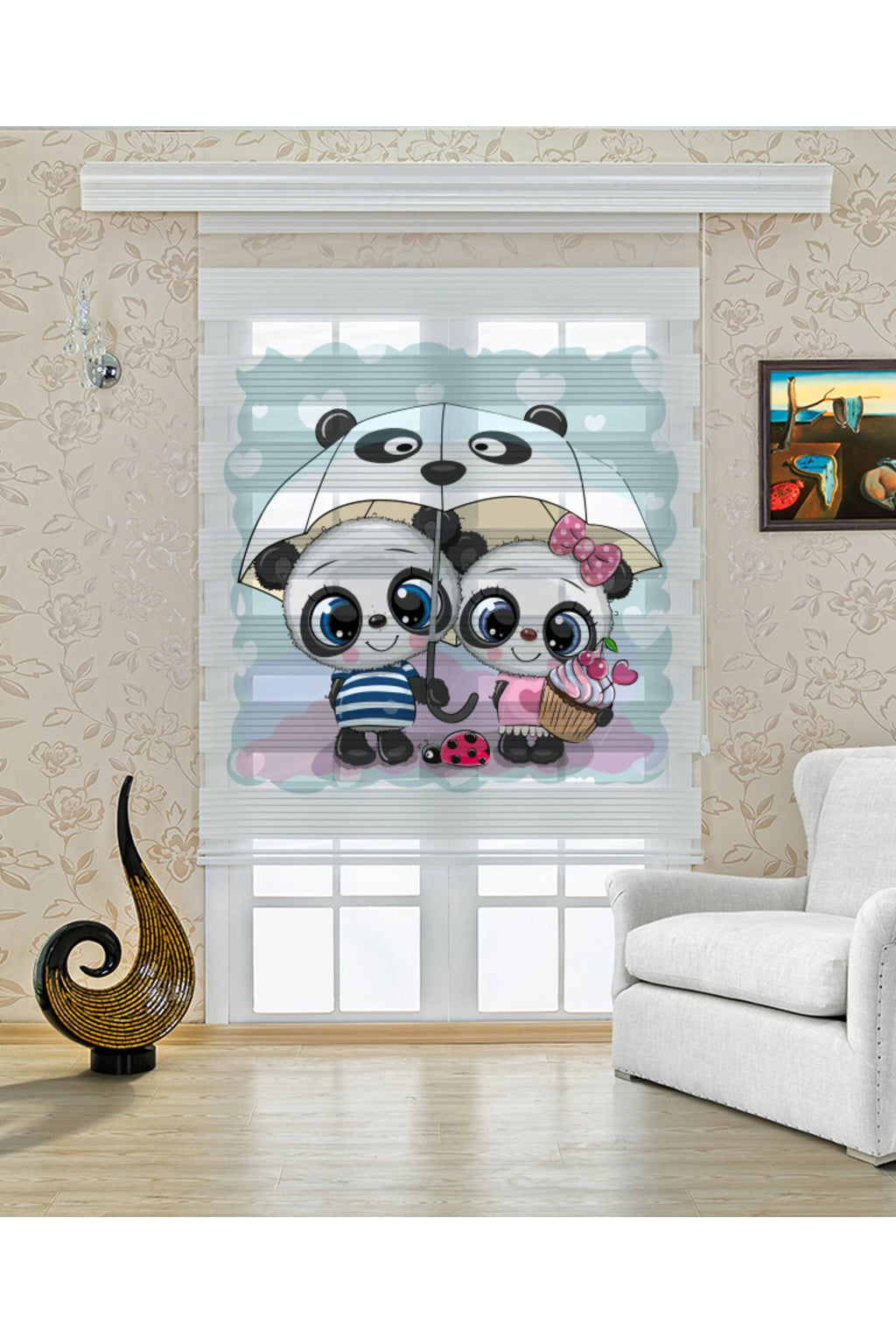 Çocuk odası - Panda Ailesi Zebra Perde - YZN-404