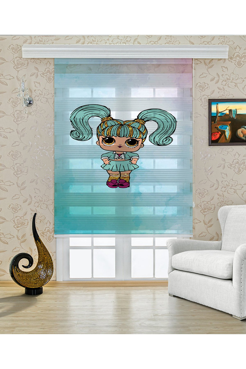 Çocuk odası - LOL Bebek Mavi Saçlı Zebra Perde - YZN-490