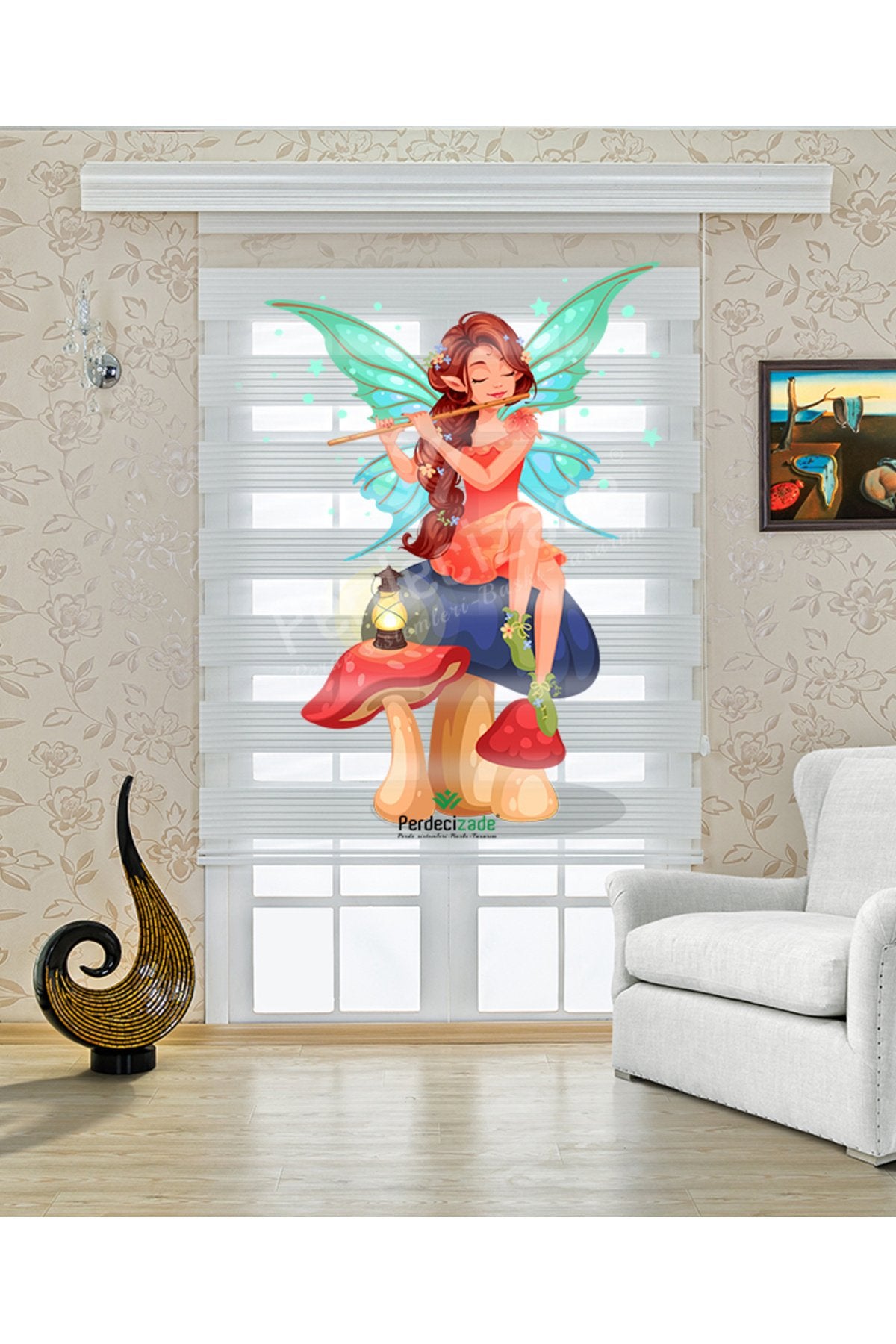 Çocuk odası - Tinker Bell Peri Temalı Zebra Perde - YZN-720