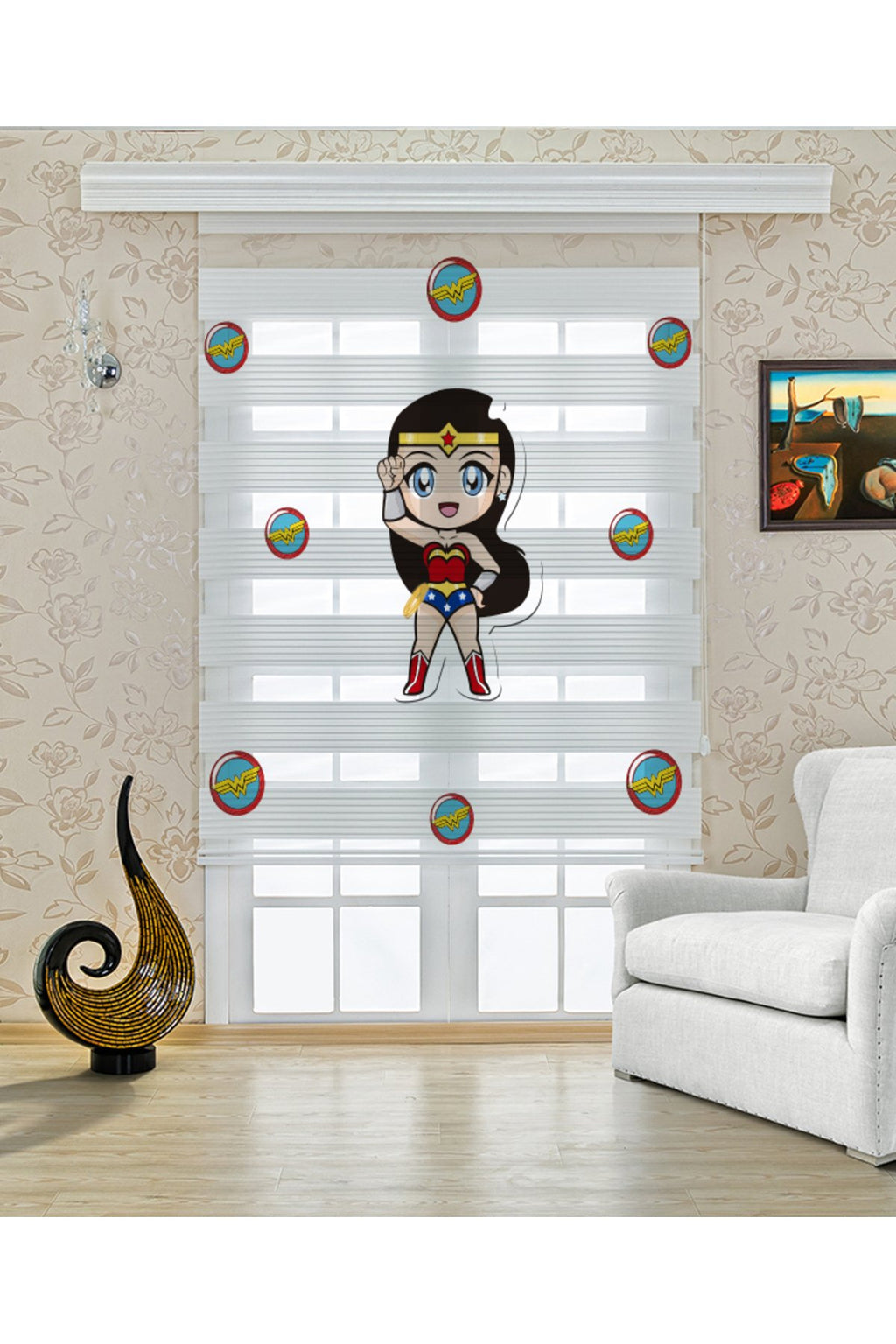 Çocuk odası – Süper Kahraman Çocuk Figürlü Zebra Perde – YZN-316