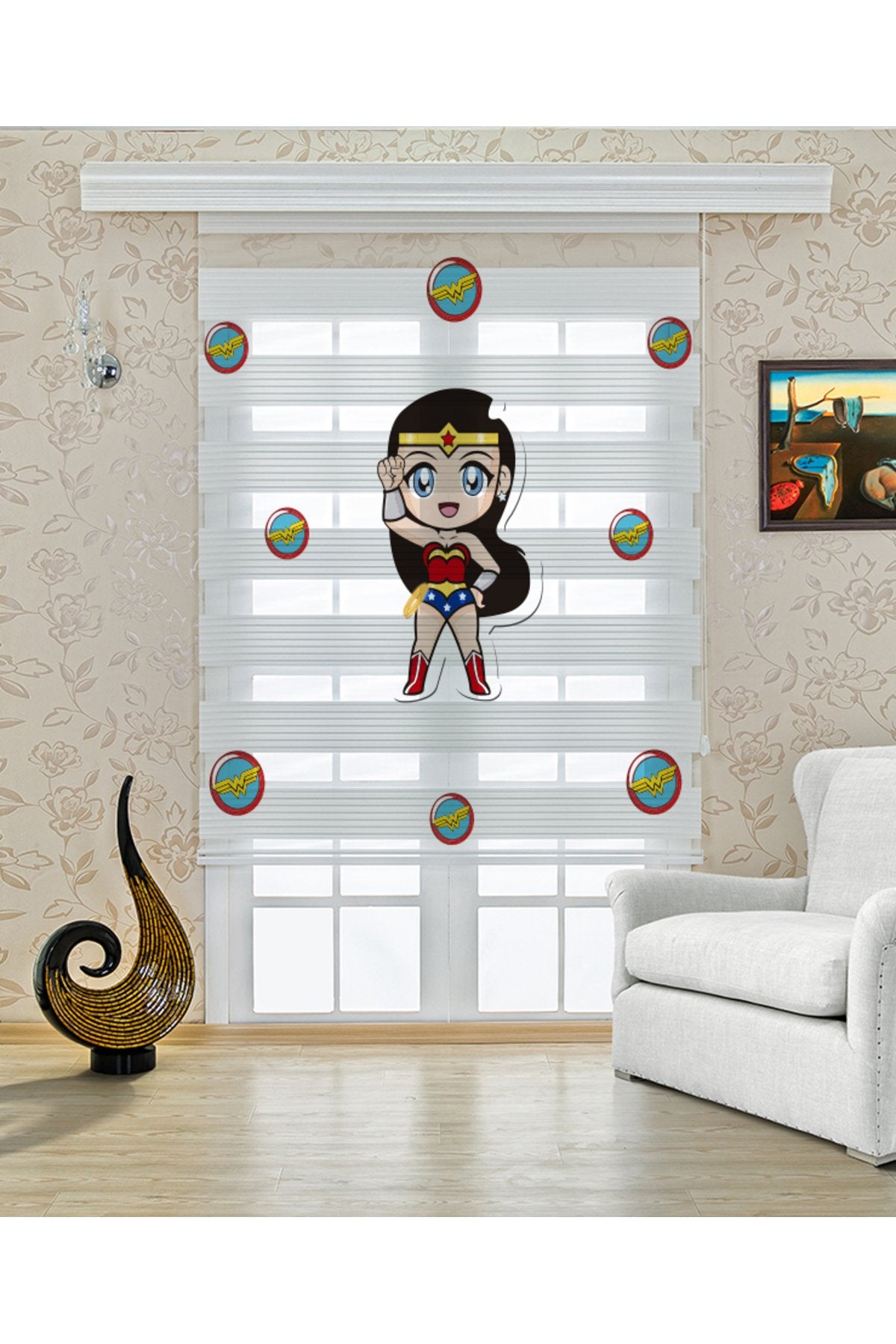 Çocuk odası – Süper Kahraman Çocuk Figürlü Zebra Perde – YZN-316